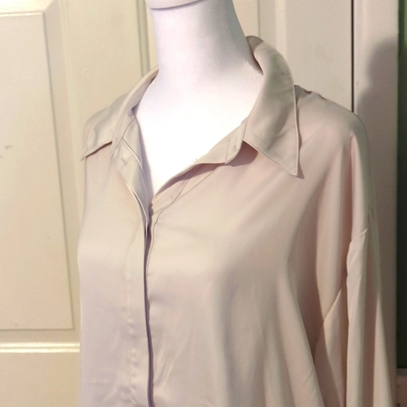 Nwt Prologue long sleeve blouse Collared hidden buttons women's large - Picture 2 of 14